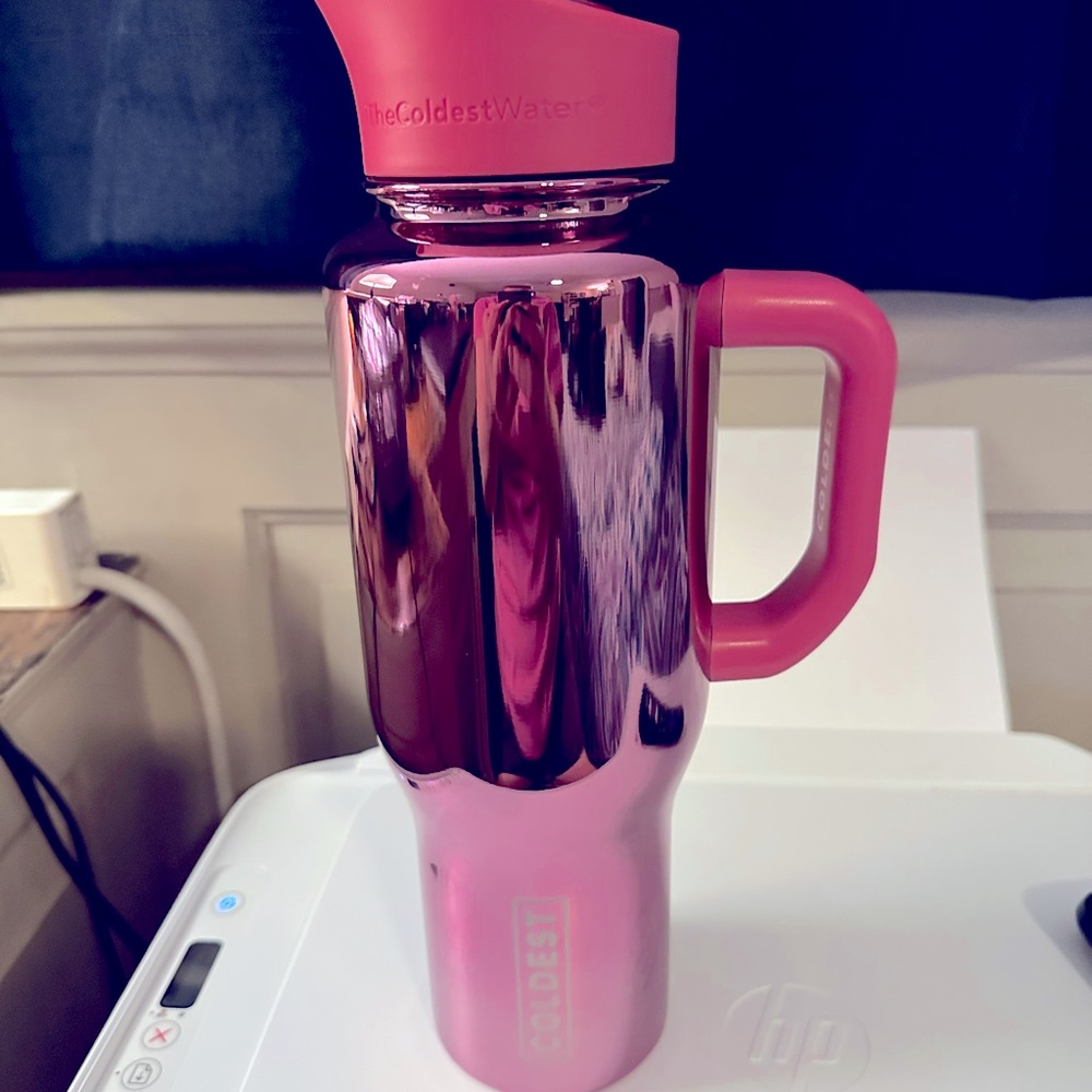 Pink Insulated Water Bottle with Handle
